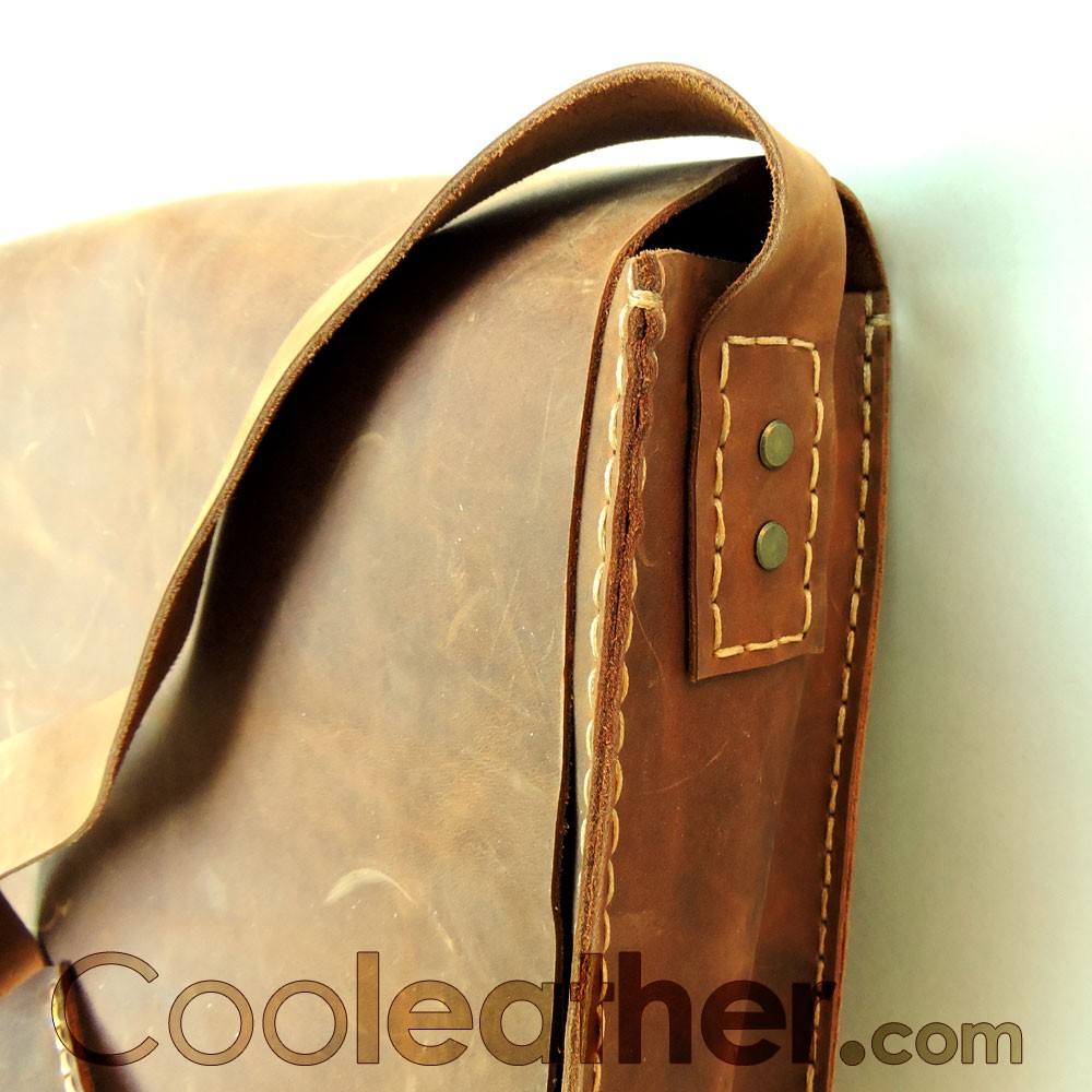 Hand Stitched Leather Messenger Bag